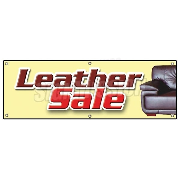 Signmission LEATHER SALE BANNER SIGN sofa couch signs furniture 50% chairs sell off B-72 Leather Sale - main